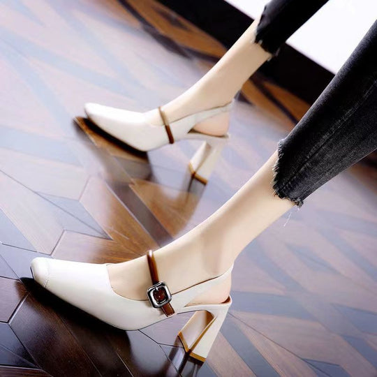 Damen Slingback-Pumps mit elegantem Blockabsatz und dekorativem Riemen R&B