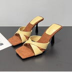 Damen Elegante Slingback Mules mit dekorativem Kreuzriemen und Absatz R&B