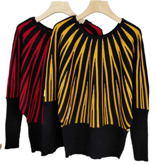 Damen Pullover mit modernem Streifenmuster und lässigem Schnitt R&B