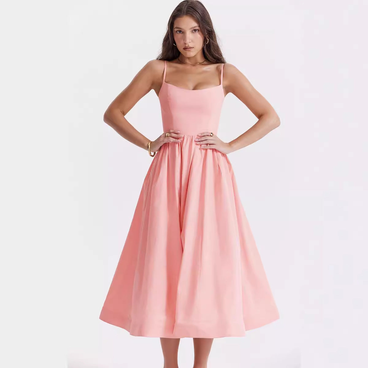 Damen Maxikleid mit floralem Print und verstellbaren Spaghettiträgern R&B
