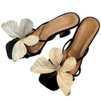 Damen Slingback Sandalen mit kunstvollen Schmetterlings-Applikationen R&B