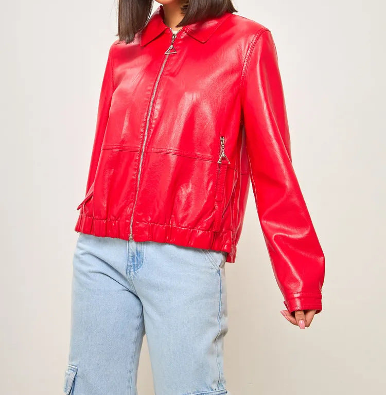 Damen modische Bomberjacke aus veganem R&B