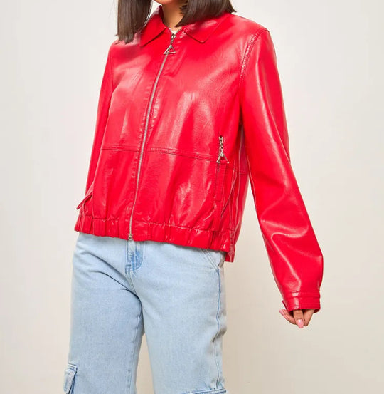 Damen modische Bomberjacke aus veganem R&B