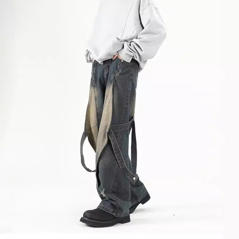 Damen Weit geschnittene Jeans mit abnehmbaren Seitenteilen R&B