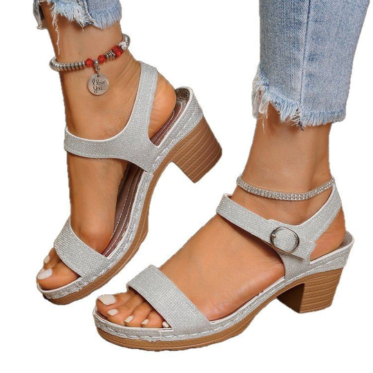 Damen elegante Keil-Sandalen mit funkelnden Akzenten R&B