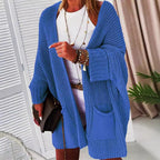 Damen Grobstrick-Cardigan mit offenen Ärmeln und praktischen Eingrifftaschen