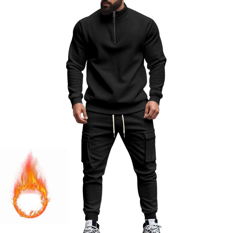 Herren sportlicher Sweatanzug mit höherem Kragen und praktischen Taschen R&B