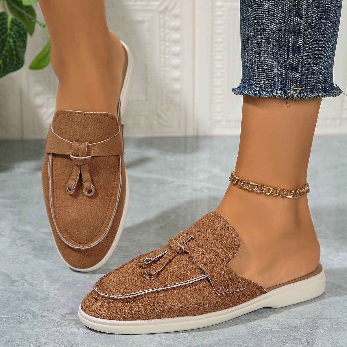 Damen Bequeme Slip-On Mokassins mit eleganter Schnallen-Applikation R&B