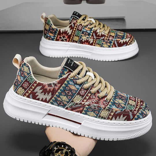 Damen modische Sneaker mit buntem Ethno-Muster und gepolsterter Sohle R&B