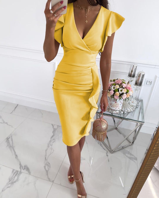 Damen Wickelkleid mit Rüschendetails R&B