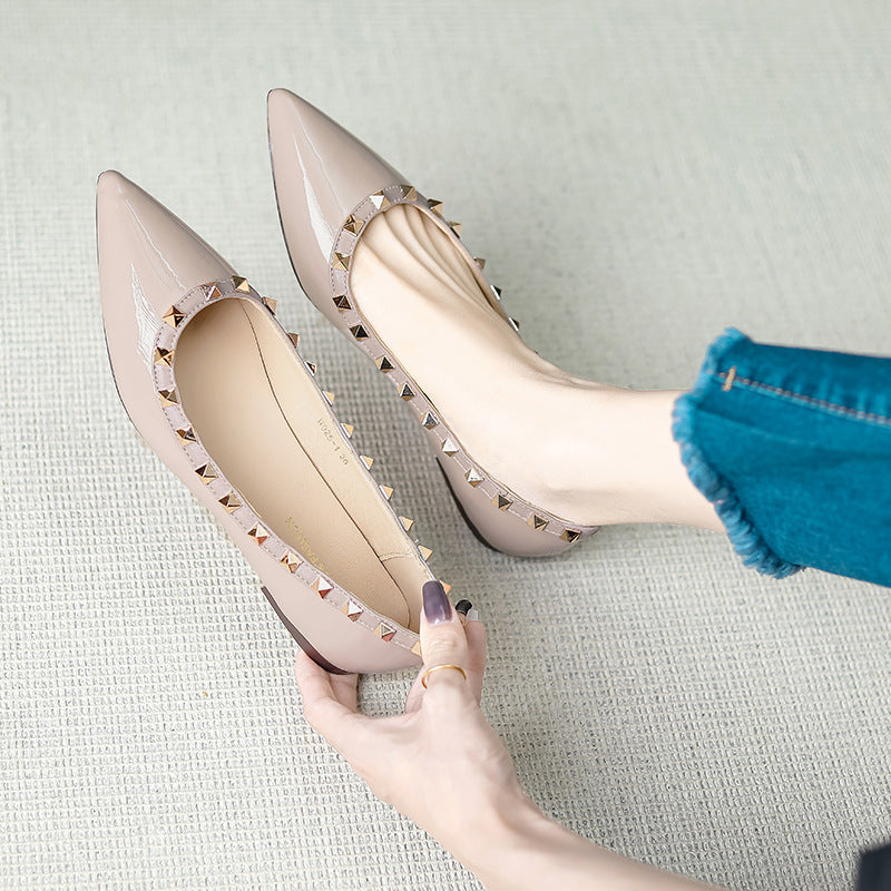 Damen Elegante Ballerinas mit modischen Nietenverzierungen R&B
