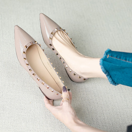 Damen Elegante Ballerinas mit modischen Nietenverzierungen R&B