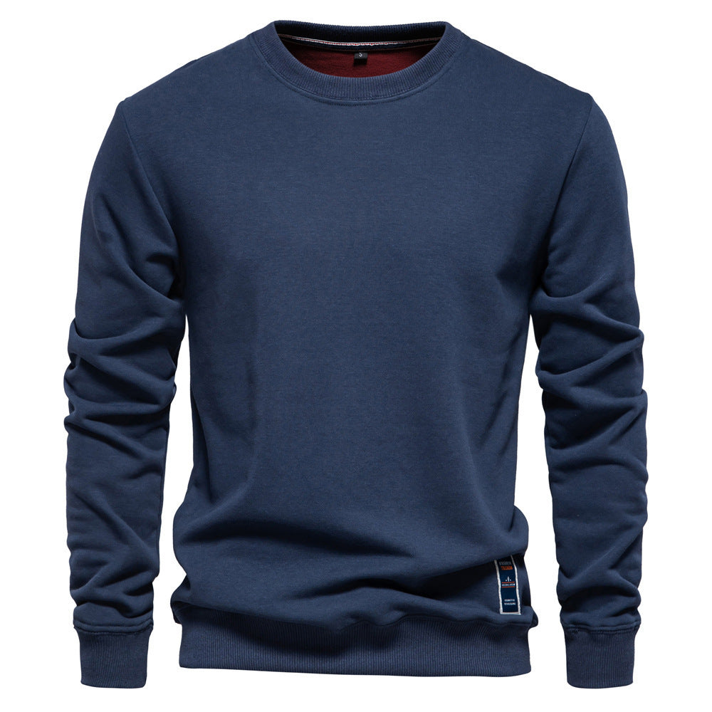 Herren nan klassisches Rundhals-Sweatshirt aus schwerer Baumwollmischung mit angerauter Innenseite und gerippten Bündchen R&B