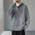 Herren Strickpullover mit Knopfleiste und Kapuze R&B