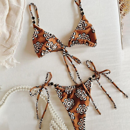Damen Triangel-Bikini mit verspielten Bindebändern R&B