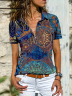 Damen Polo-Shirt mit höchstem Tragekomfort und grafischem Mandala-Design