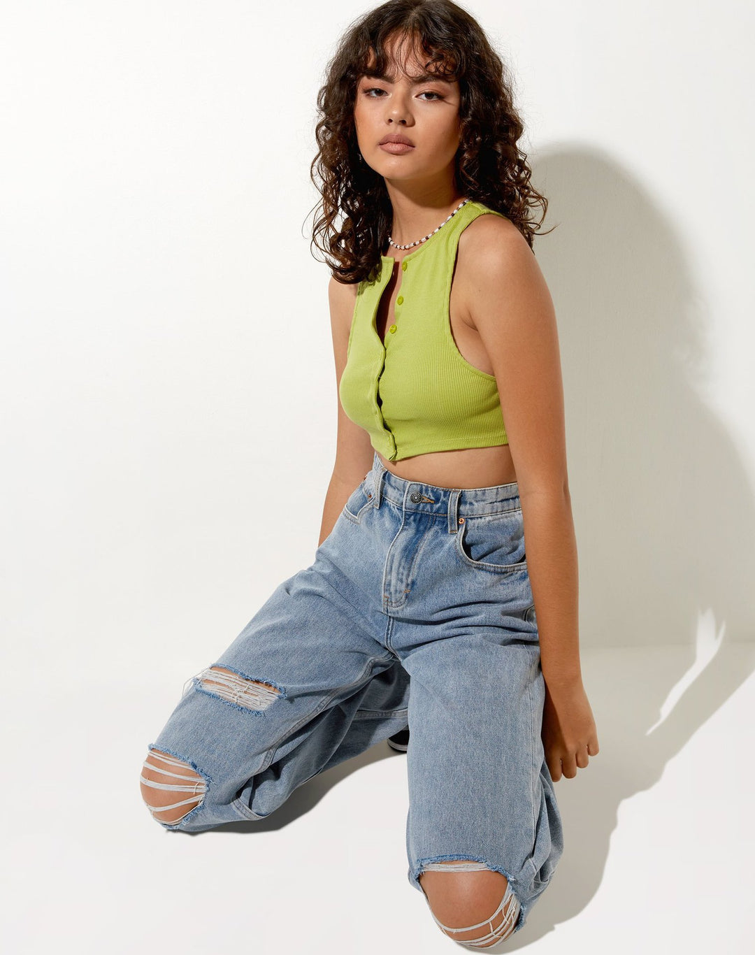 Damen Cropped Top mit Knopfdetails und sportlichem Schnitt R&B
