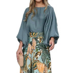 Damen weite Palazzo-Hose mit floralem Muster und elastischem Bund R&B
