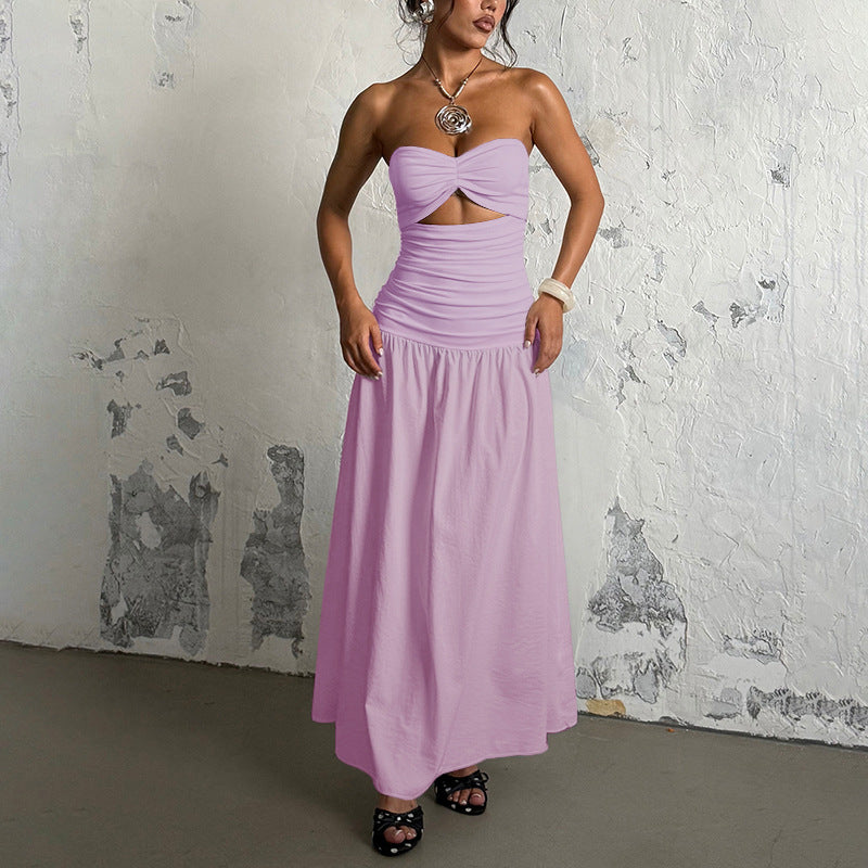 Damen Maxikleid mit schicker Schnittführung und raffiniertem Bauch-Detail R&B