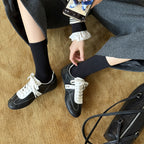 Damen Sportliche Leder-Sneaker mit Kontrastnähten und atmungsaktivem Innenfutter