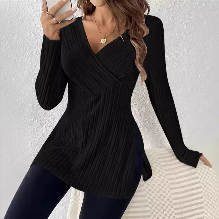 Damen Wickeloberteil mit strukturiertem Rippendesign und modernem Schnitt R&B