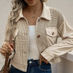 Damen gestreifte Cordjacke im modernen Houndstooth-Design R&B