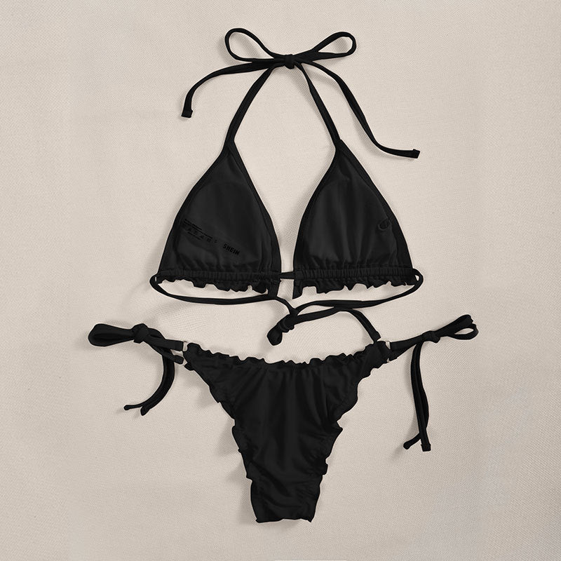 Damen Triangel-Bikini mit raffinierten Rüschen und verstellbaren Trägern R&B