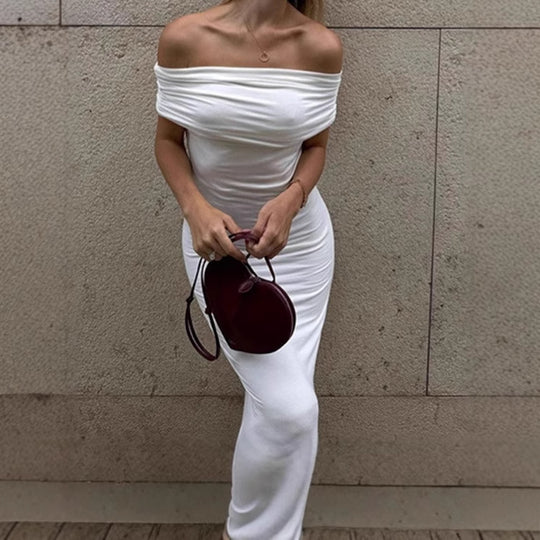 Damen Elegantes und figurbetontes Abendkleid mit schulterfreiem Design R&B