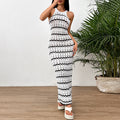 Damen Häkel-Maxikleid mit geometrischem Muster und enganliegendem Schnitt EB