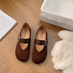 Damen Ballerinas mit dekorativem Riemen und komfortablem Fußbett R&B