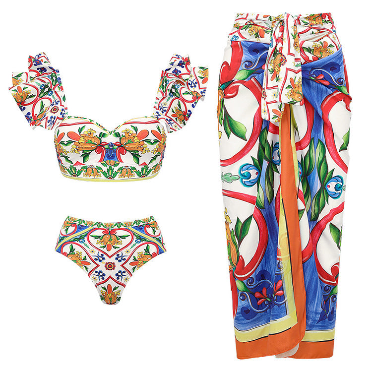 Damen Bikini-Top und Wickelrock Set R&B