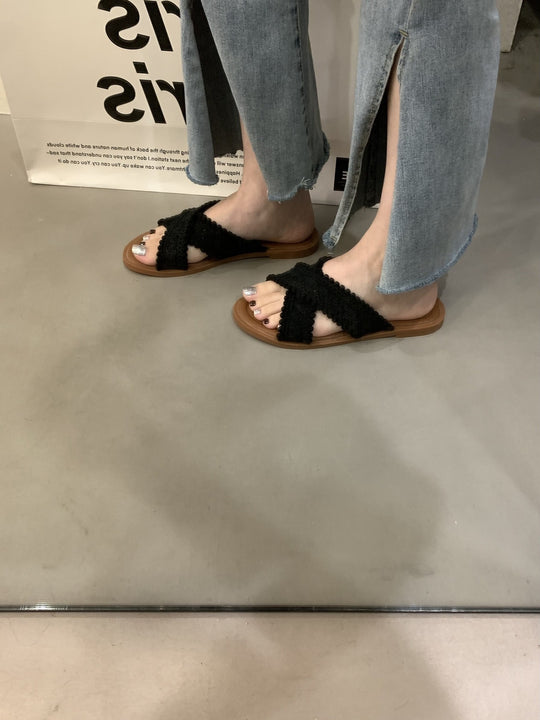 Damen Sandalen mit gekreuztem Riemendesign und komfortablem Fußbett R&B