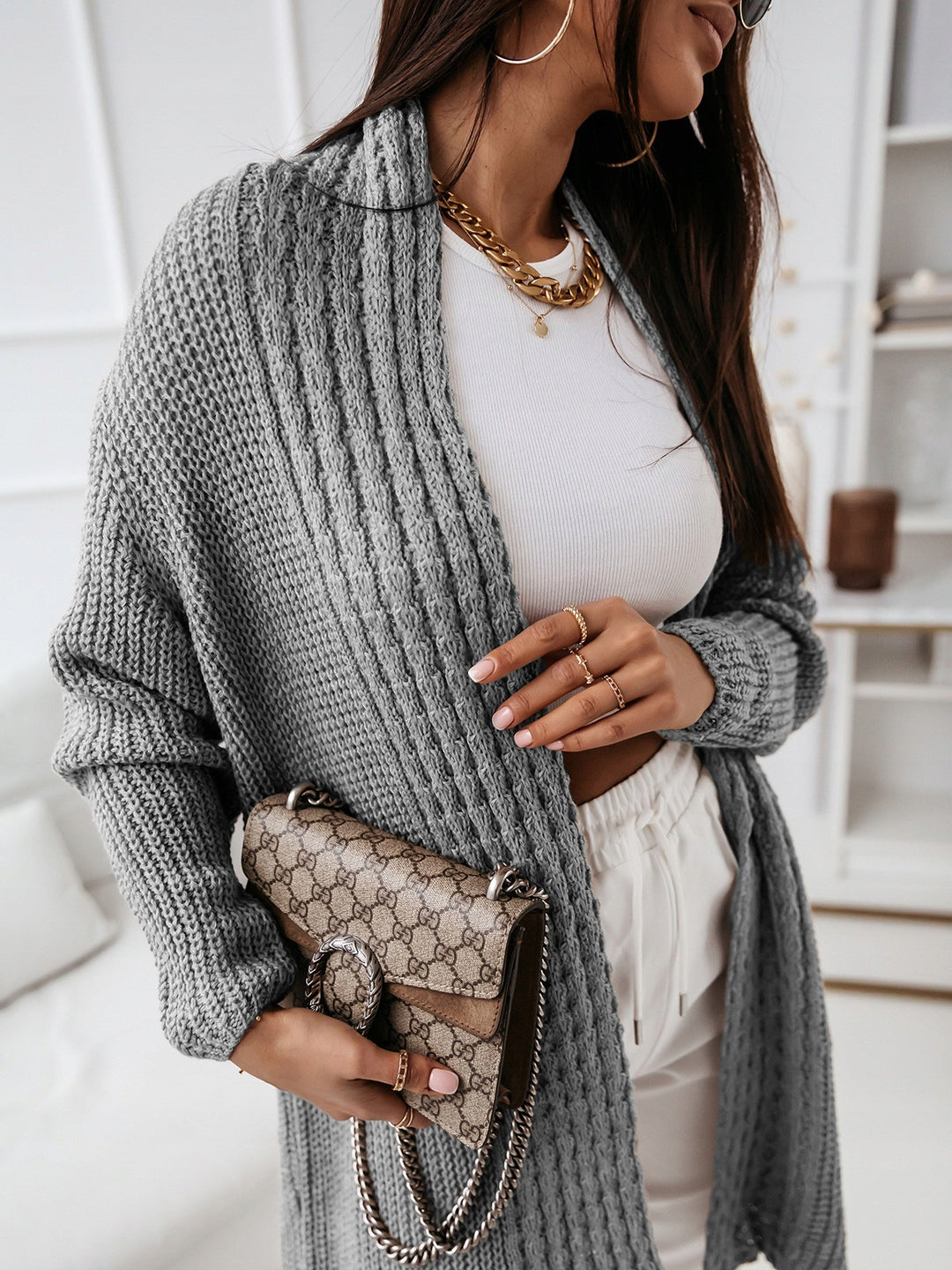 Damen Langarm Strickcardigan R&B