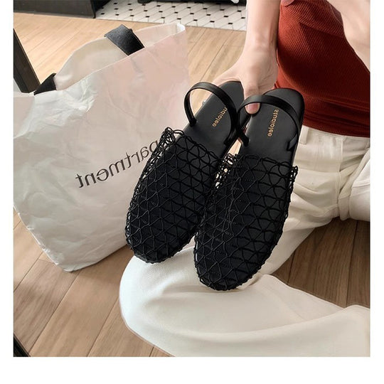 Damen offene Mules mit netzartigem Design und komfortablem Fußbett R&B