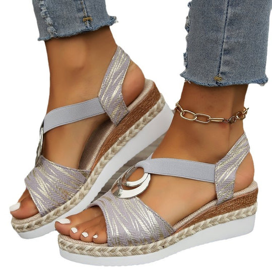 Damen elegante Hochsommer-Pantoletten mit glänzendem Akzent R&B