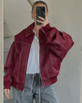 Damen Modische Kunstlederjacke mit oversized Schnitt