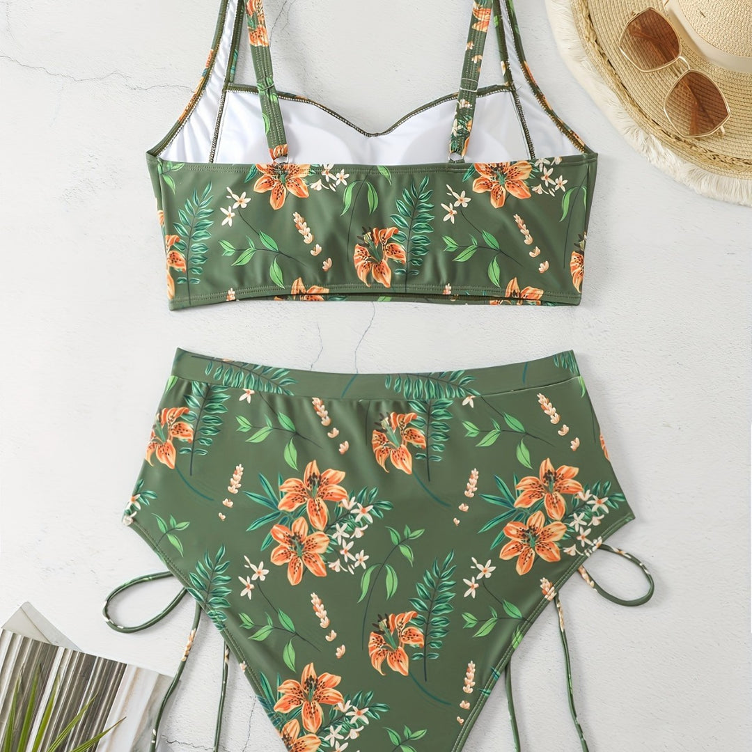 Damen Hochgeschnittener Bikini mit Raffung R&B
