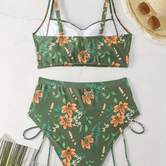 Damen Hochgeschnittener Bikini mit Raffung R&B