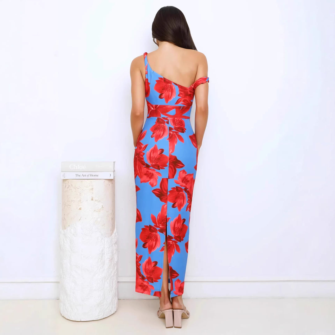 Damen Maxikleid mit einzigartigem floralem Design und verstellbaren Trägern R&B
