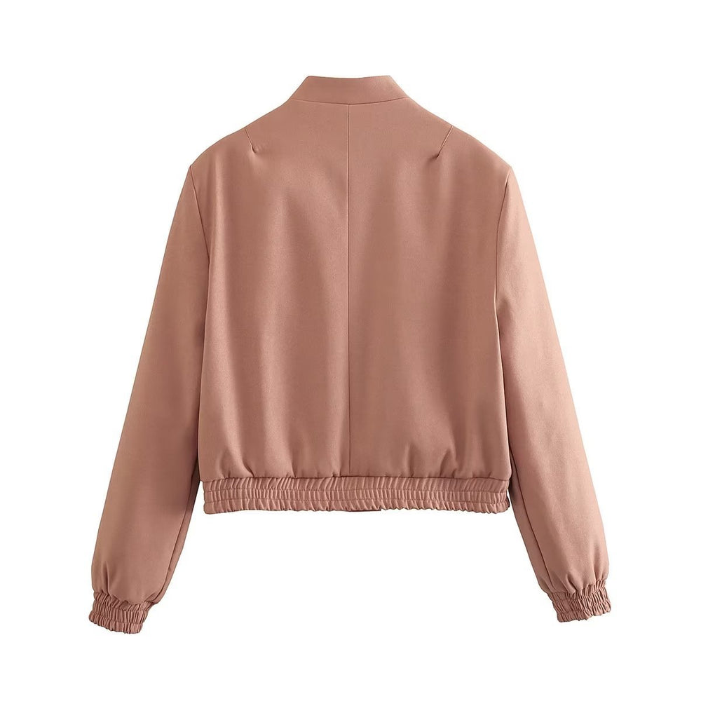 Damen elegante Sweatjacke mit praktischen Taschen und modernem Stehkragen R&B