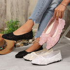 Damen elegante Ballerinas mit floralem Spitzen-Design R&B