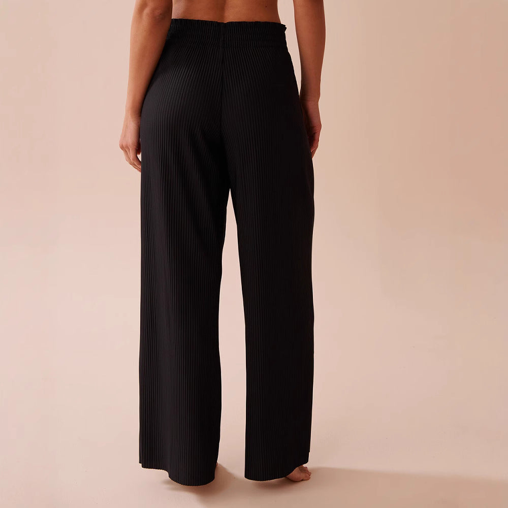Damen Weite Plissee-Hose mit elastischem Bund und seitlichen Taschen R&B