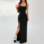 Damen Elegantes Maxikleid mit schulterfreier Silhouette und seitlichem Schlitz R&B