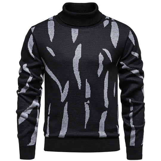 Herren modischer Pullover mit Stehkragen und einzigartigem Muster R&B