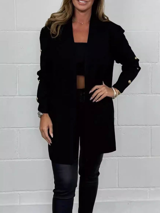Damen Elegante Strickjacke mit Knopfdetails und Taschen R&B