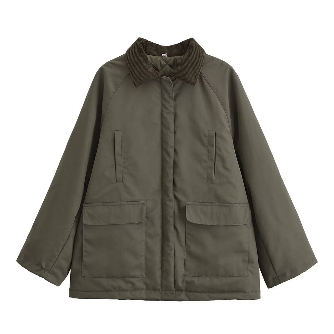 Damen Übergangsjacke mit hohem Kragen und praktischen Taschen R&B