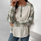 Damen Langarmshirt mit strukturiertem Design und Karomuster R&B