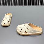 Damen bequeme Slipper mit elegantem Kreuzdesign und rutschfester Sohle R&B