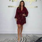 Damen festliches Kleid mit plissiertem Design und funkelnden Applikationen R&B