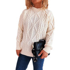 Damen Grobstrickpullover mit strukturiertem Zopfmuster und lässigem Schnitt R&B